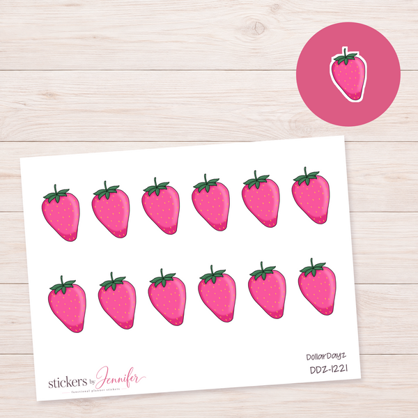 Pink Strawberry Planner Stickers | DDZ-1221