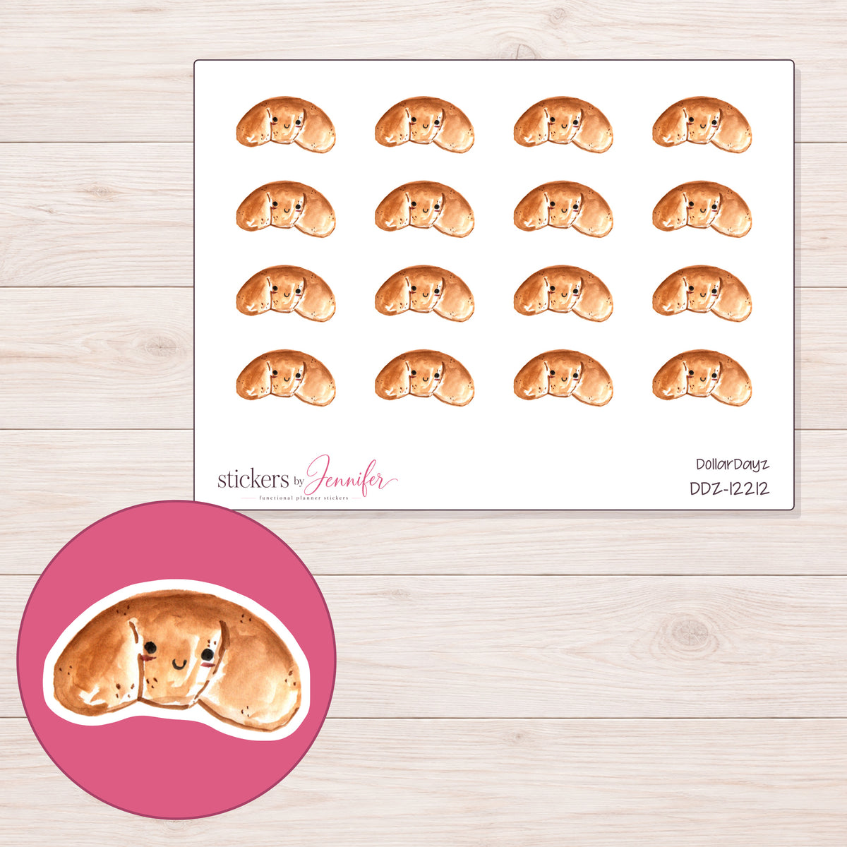 DDZ-12212 planner sticker sheet with enlarged sticker detail