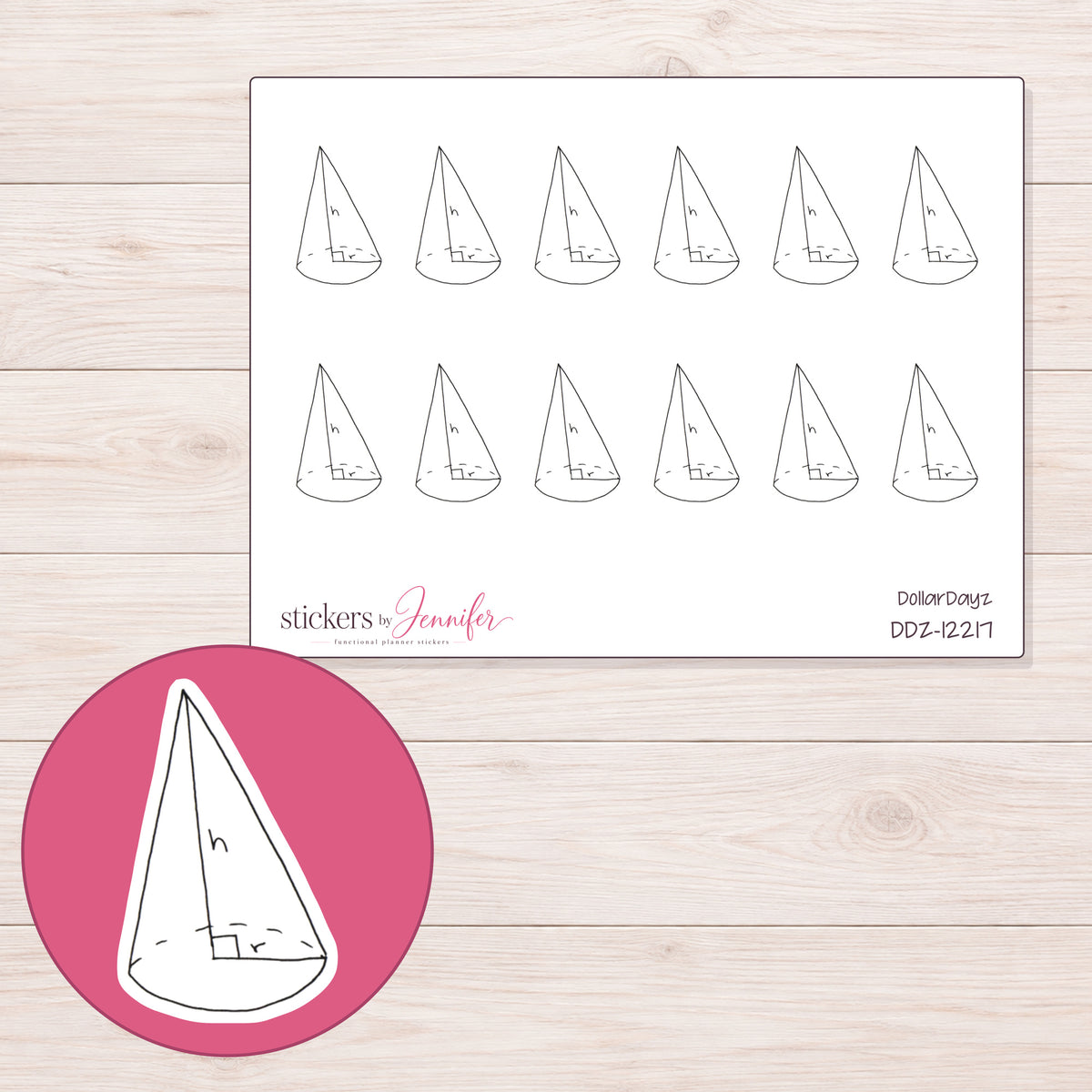 DDZ-12217 planner sticker sheet with enlarged sticker detail