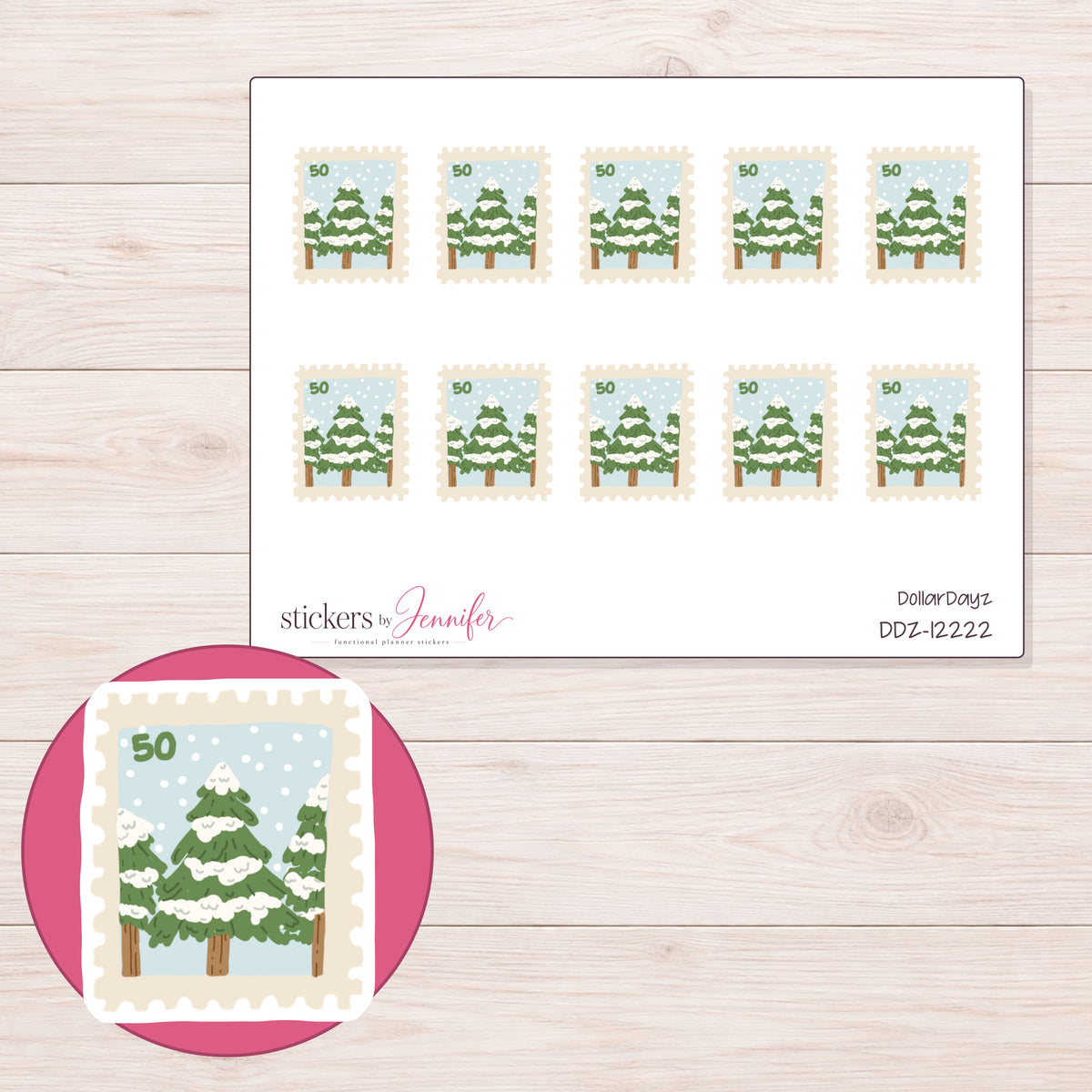DDZ-12222 planner sticker sheet with enlarged sticker detail
