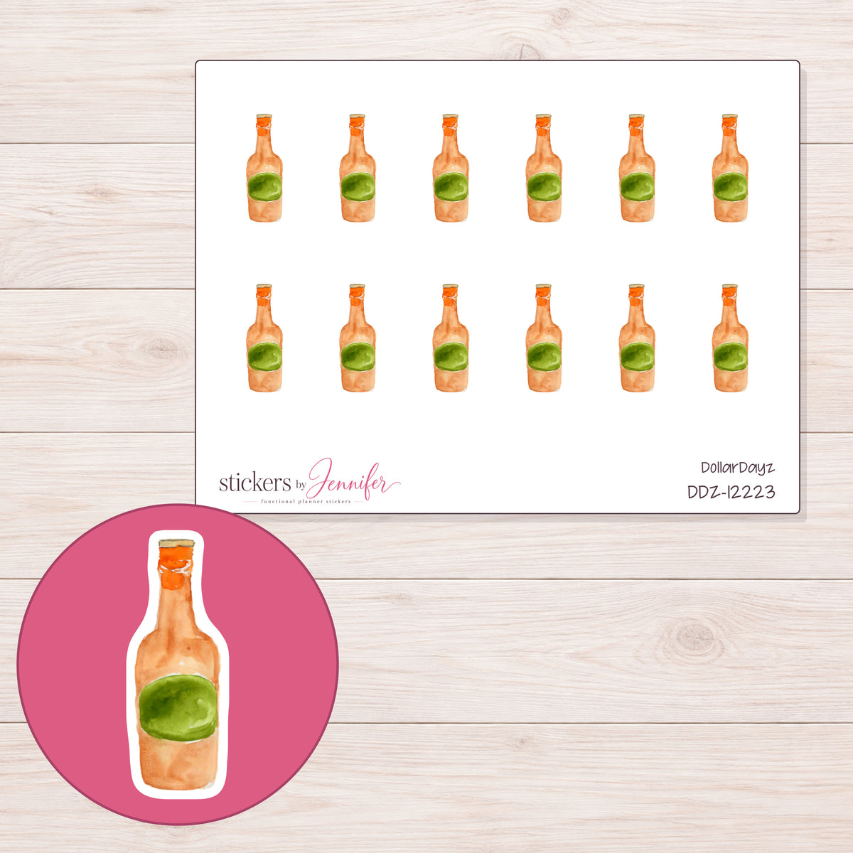 DDZ-12223 planner sticker sheet with enlarged sticker detail