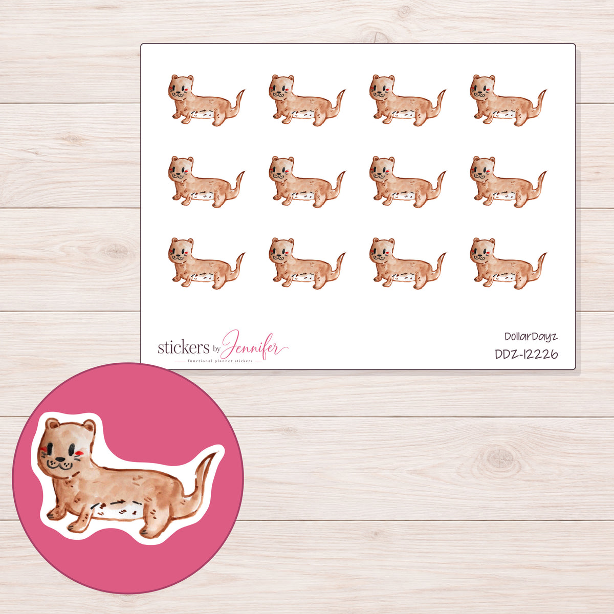 DDZ-12226 planner sticker sheet with enlarged sticker detail