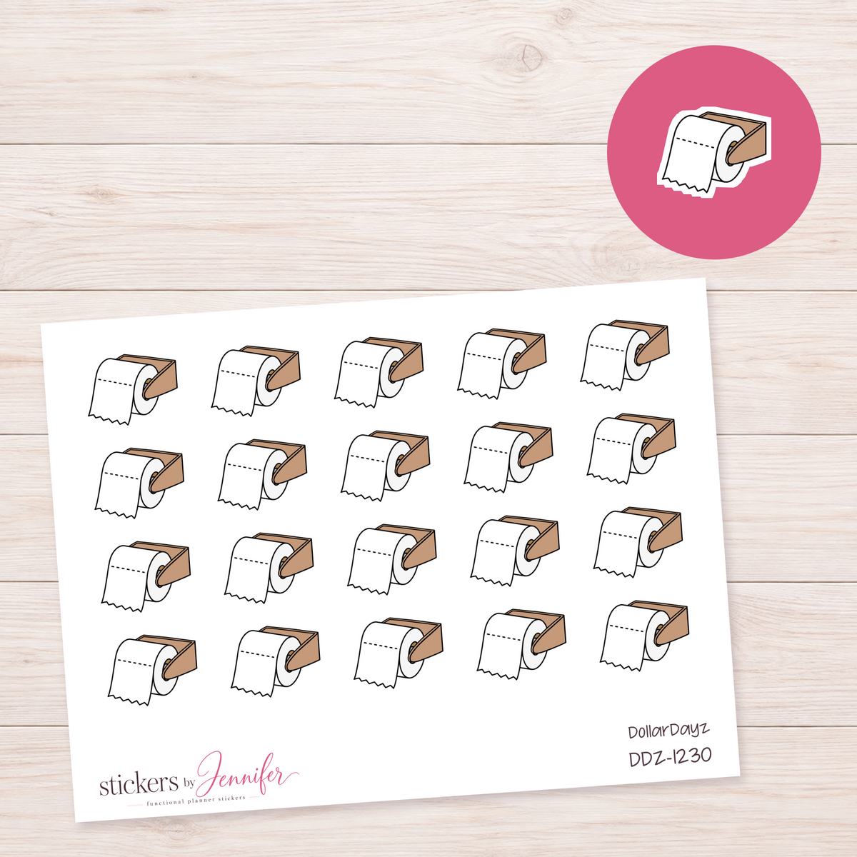 Brown Toilet Paper Holder Planner Stickers | DDZ-1230