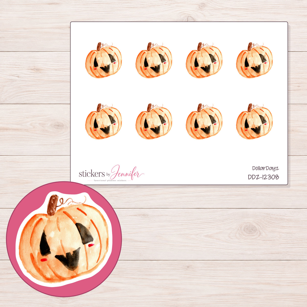 DDZ-12308 planner sticker sheet with enlarged sticker detail