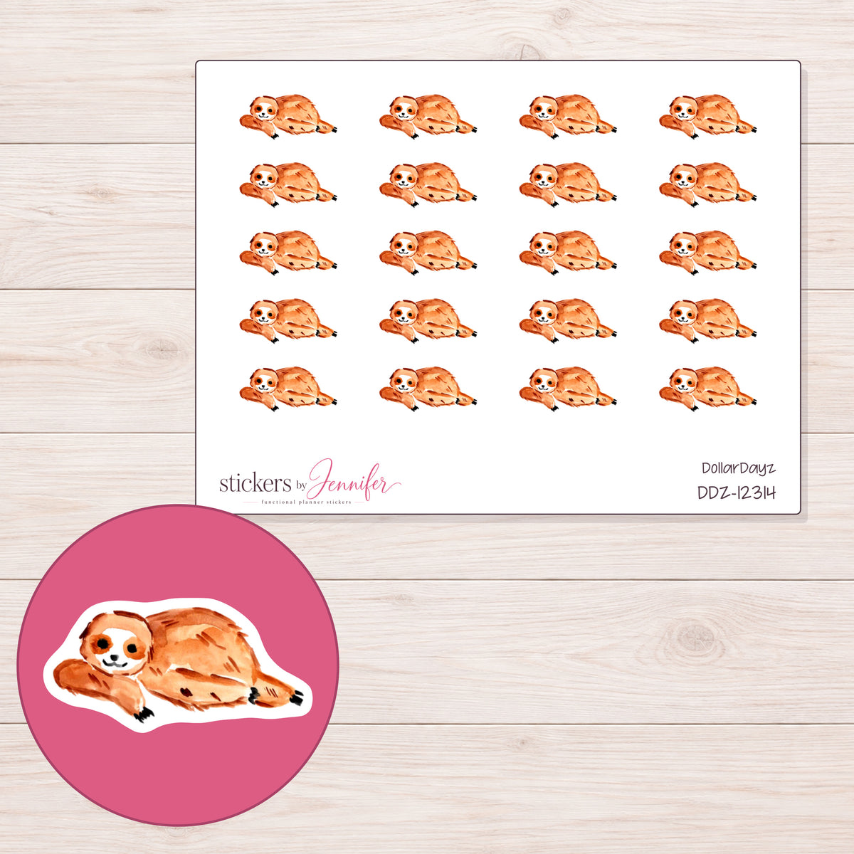 DDZ-12314 planner sticker sheet with enlarged sticker detail
