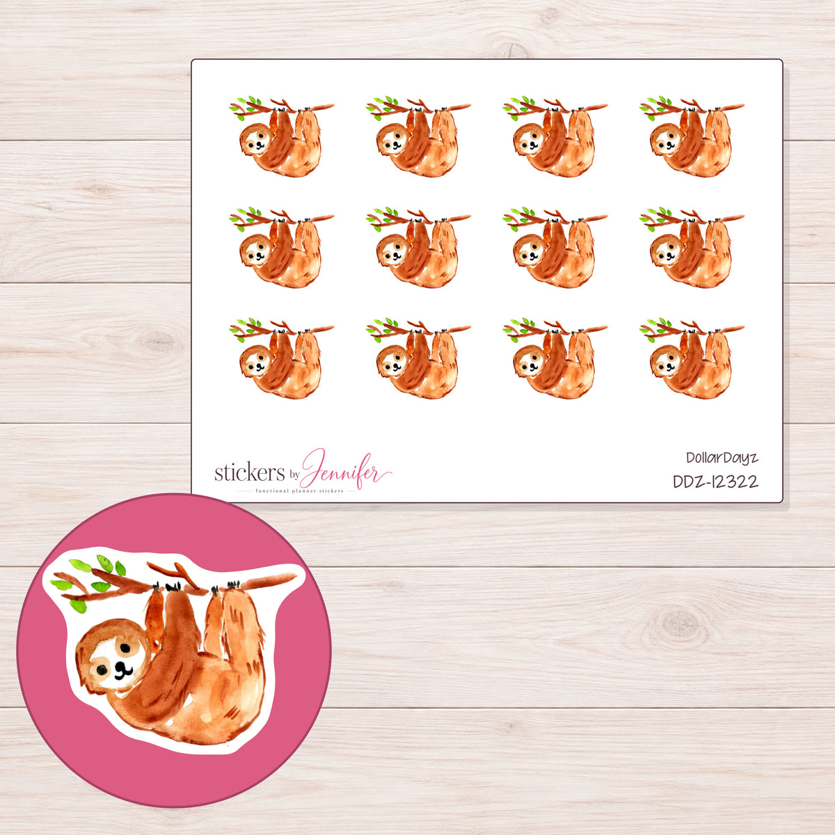 DDZ-12322 planner sticker sheet with enlarged sticker detail