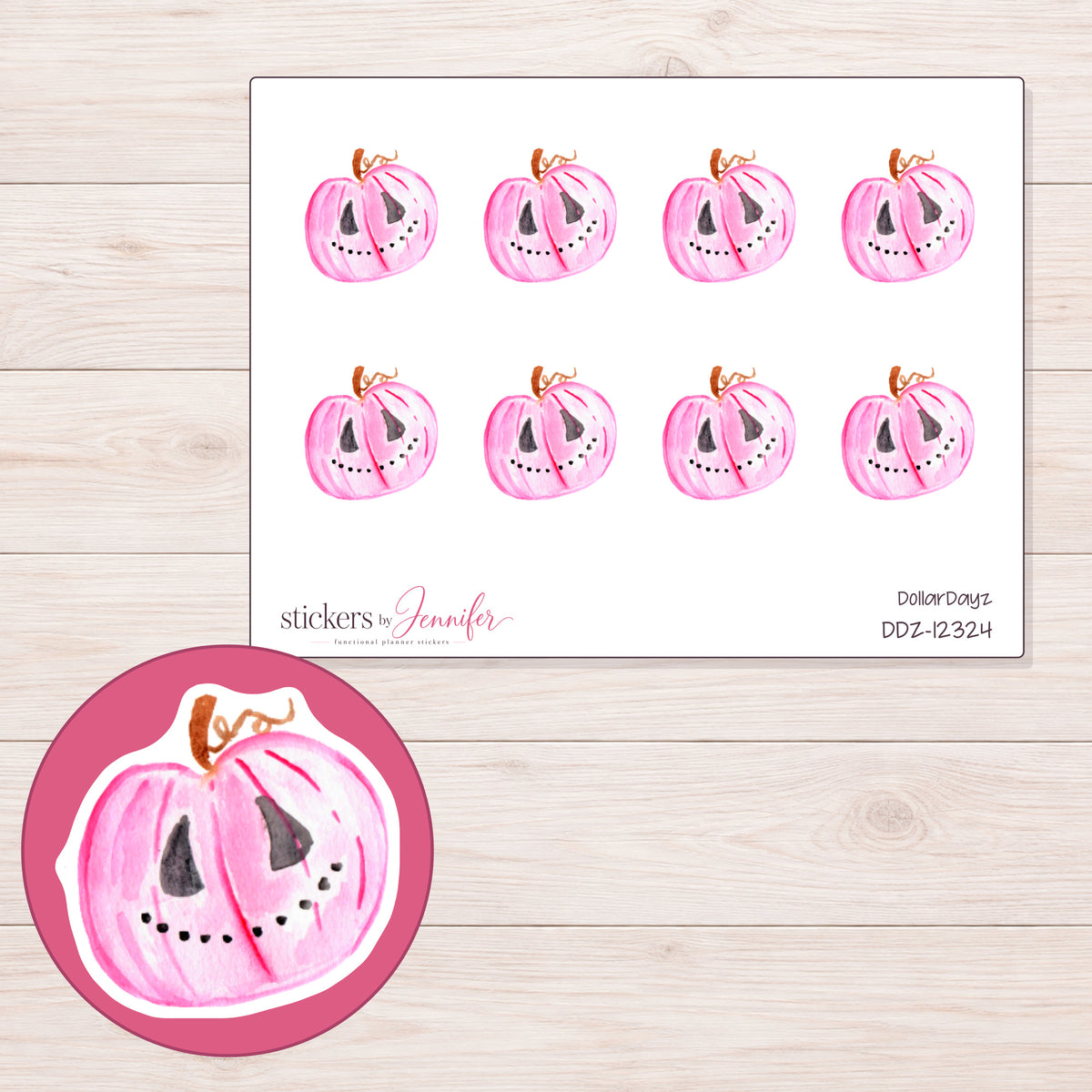 DDZ-12324 planner sticker sheet with enlarged sticker detail