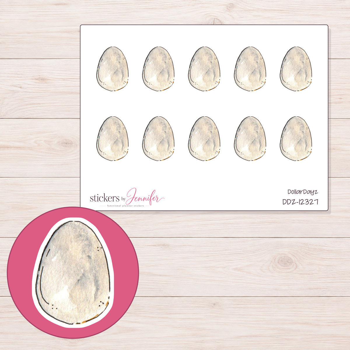 DDZ-12327 planner sticker sheet with enlarged sticker detail