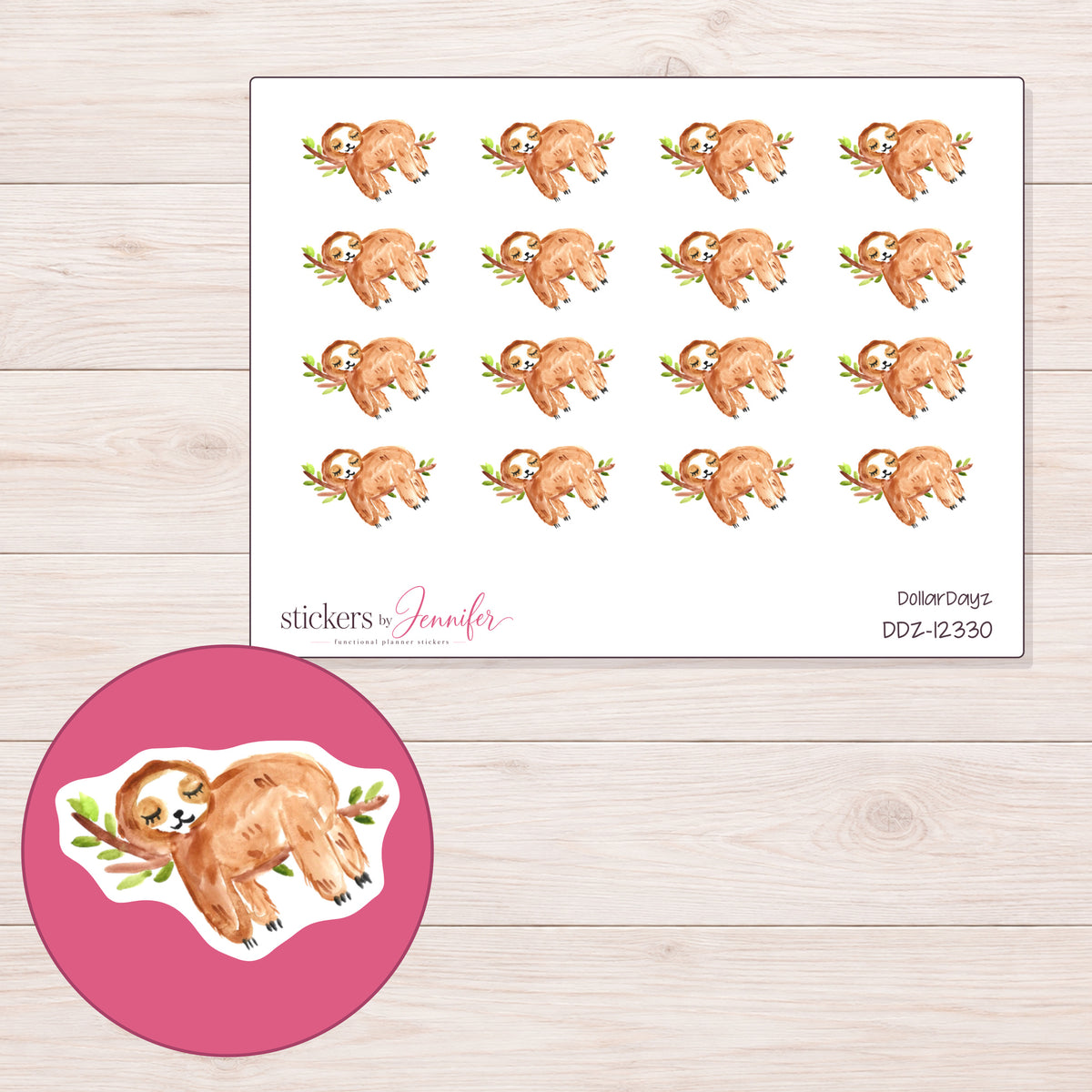 DDZ-12330 planner sticker sheet with enlarged sticker detail