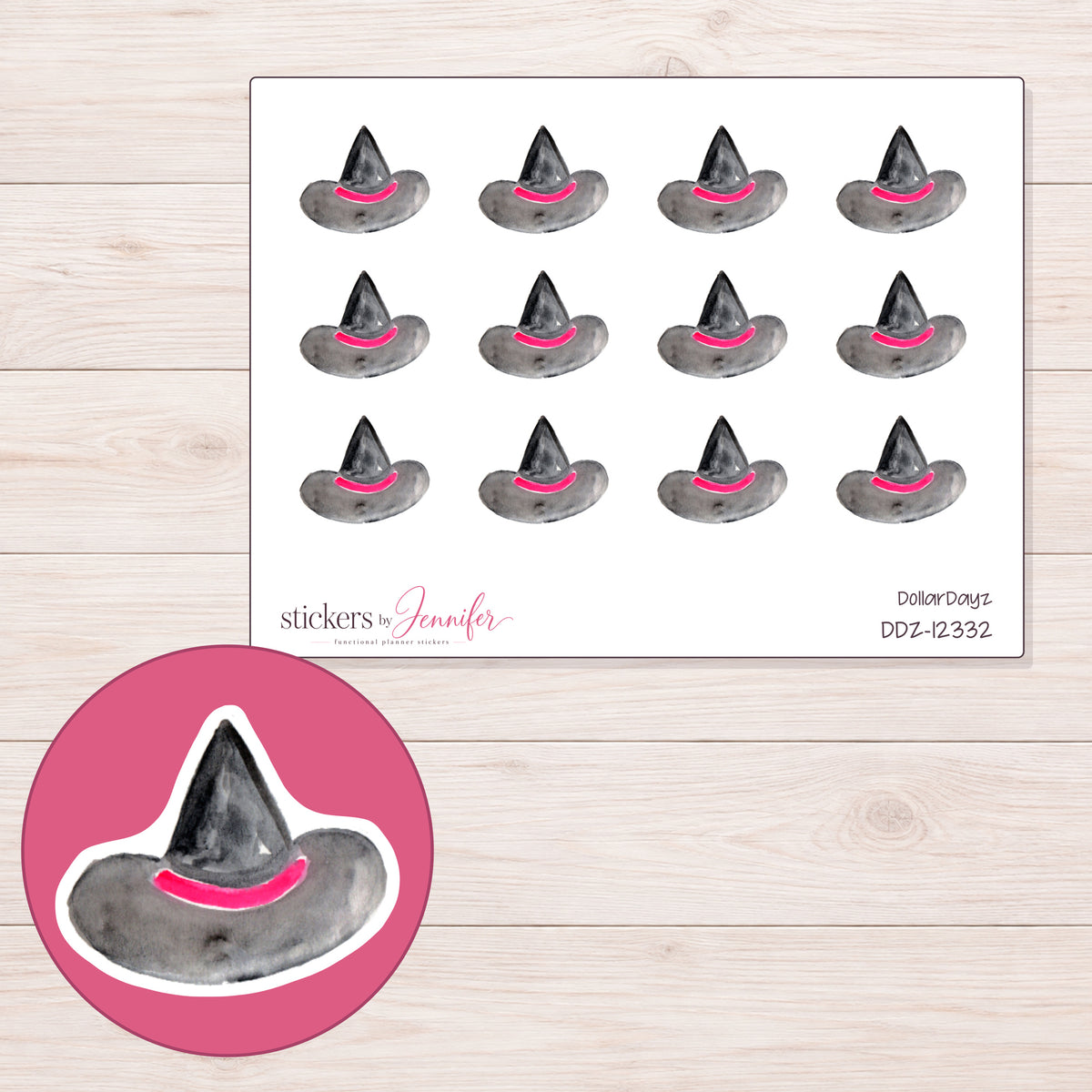 DDZ-12332 planner sticker sheet with enlarged sticker detail