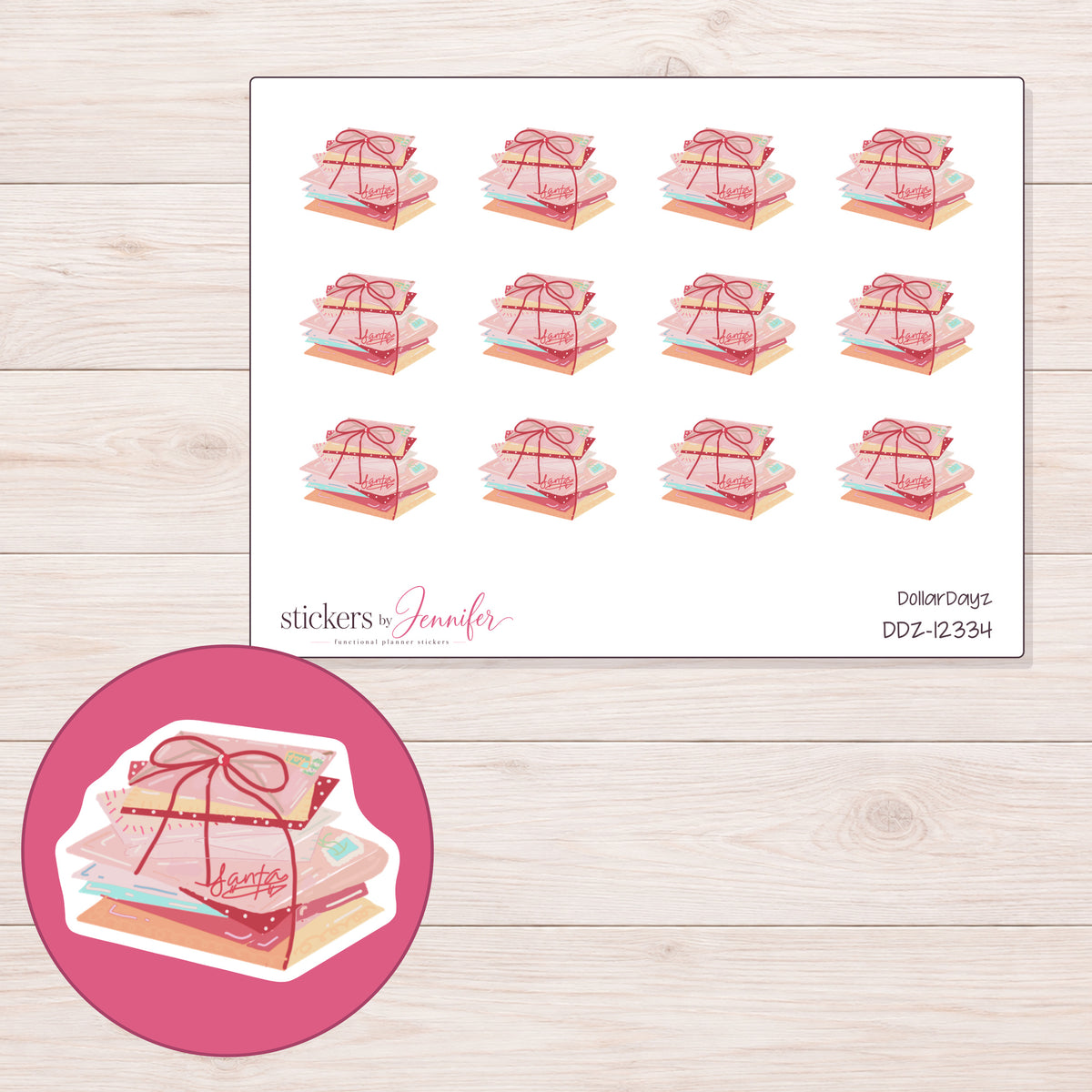 DDZ-12334 planner sticker sheet with enlarged sticker detail