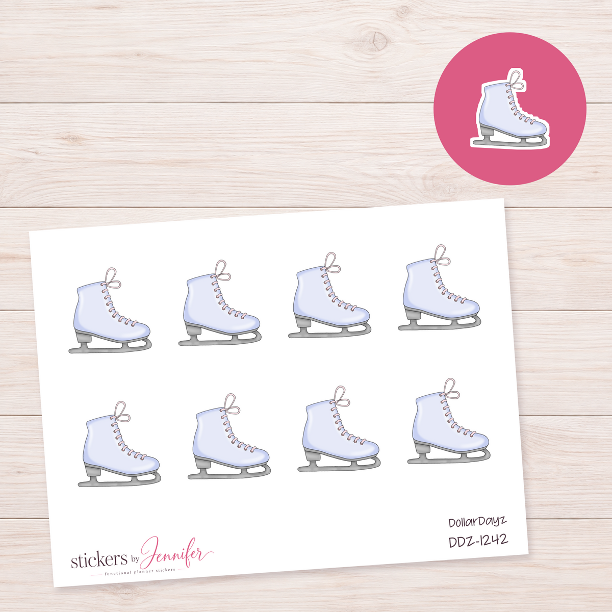 Lavender Ice Skate Planner Stickers | DDZ-1242