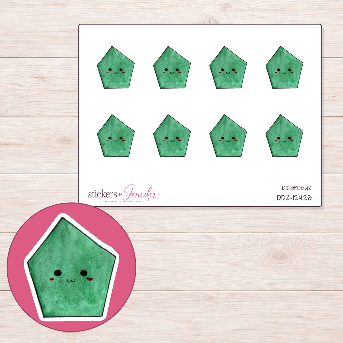 DDZ-12428 planner sticker sheet with enlarged sticker detail