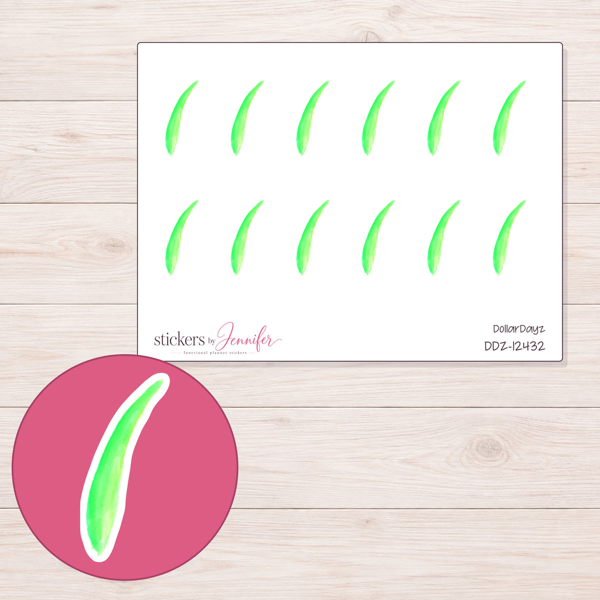 DDZ-12432 planner sticker sheet with enlarged sticker detail