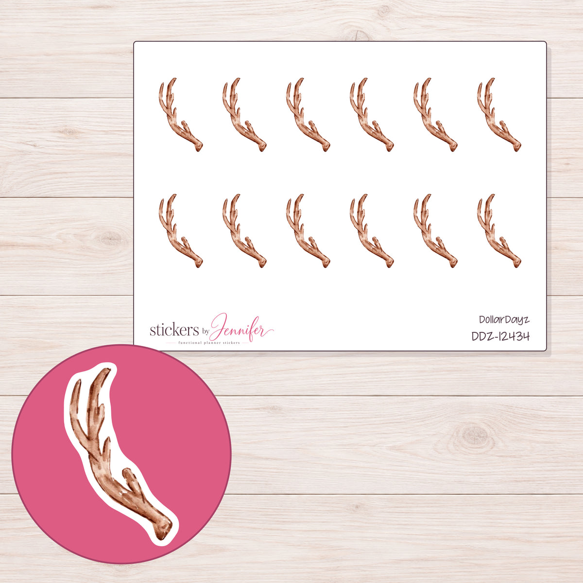 DDZ-12434 planner sticker sheet with enlarged sticker detail