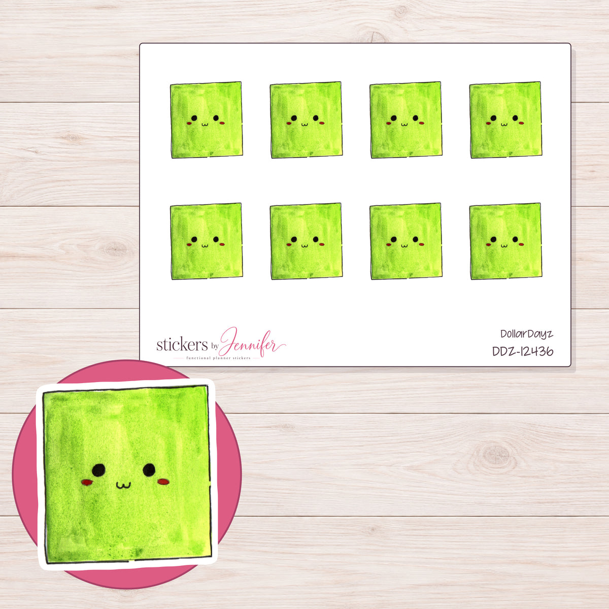 DDZ-12436 planner sticker sheet with enlarged sticker detail