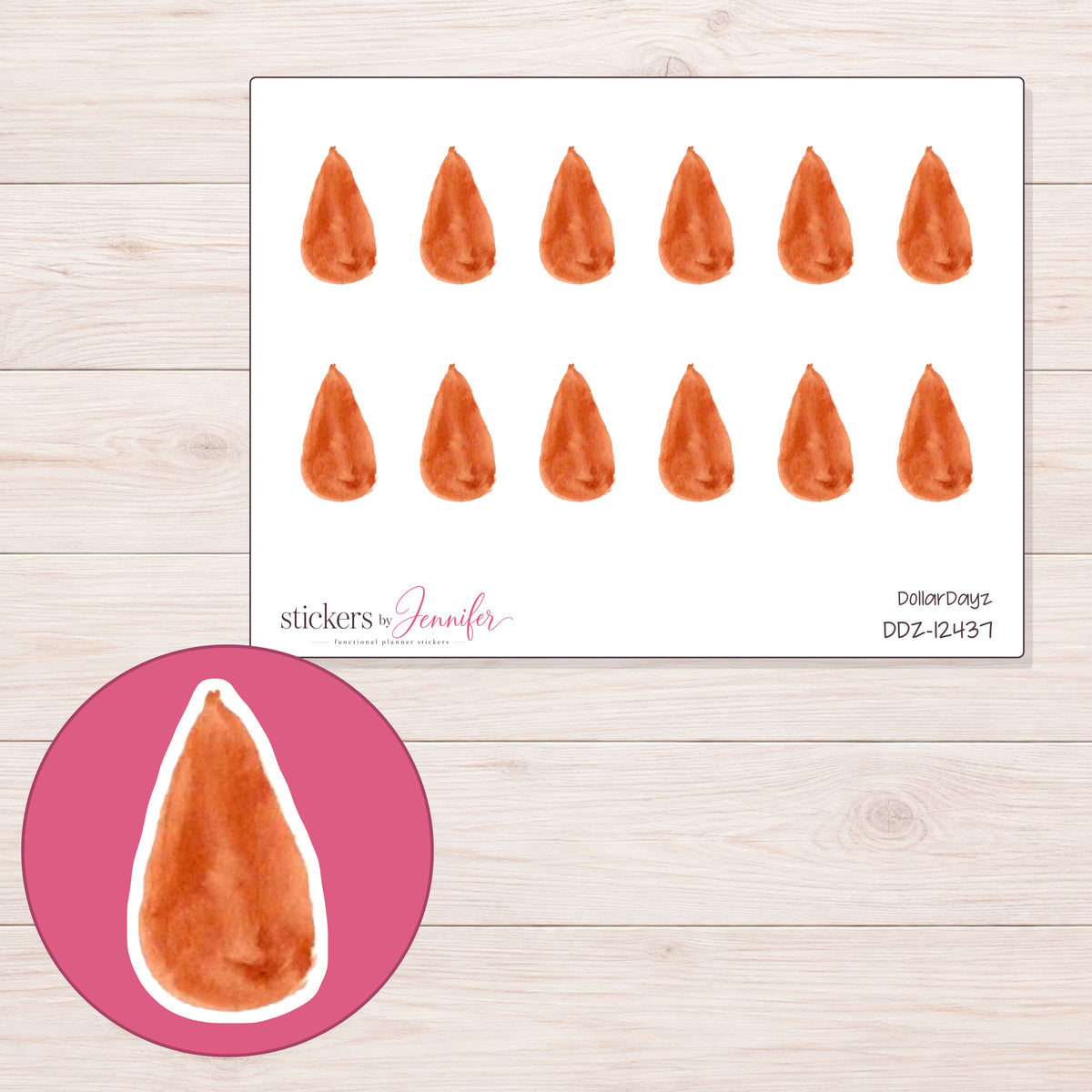 DDZ-12437 planner sticker sheet with enlarged sticker detail