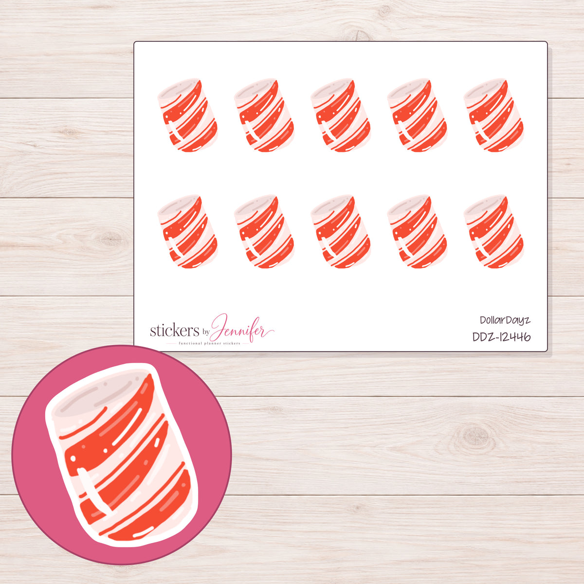 DDZ-12446 planner sticker sheet with enlarged sticker detail