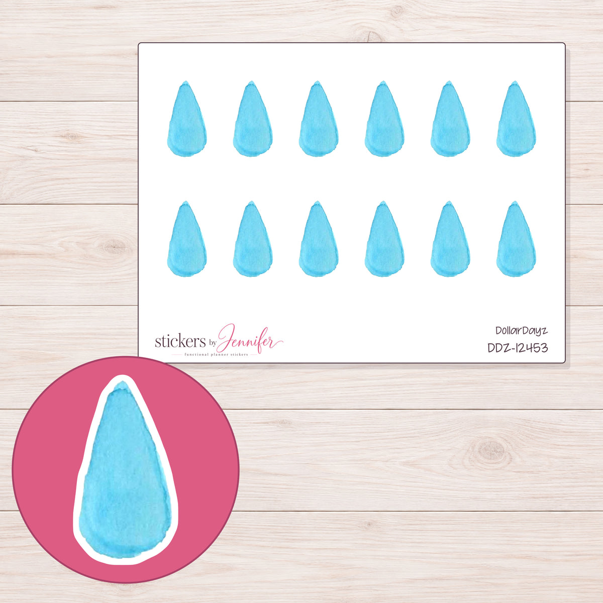 DDZ-12453 planner sticker sheet with enlarged sticker detail