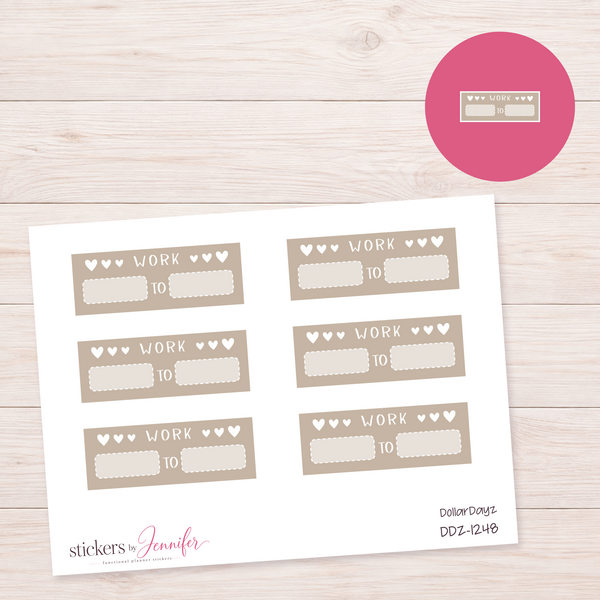 Taupe Work Hours Label Planner Stickers | DDZ-1248