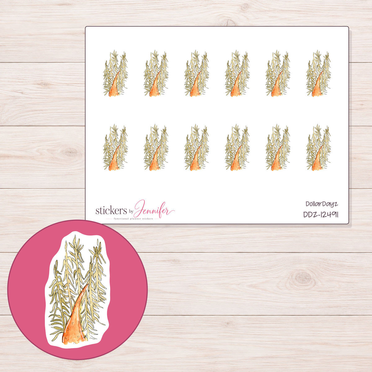 DDZ-12491 planner sticker sheet with enlarged sticker detail
