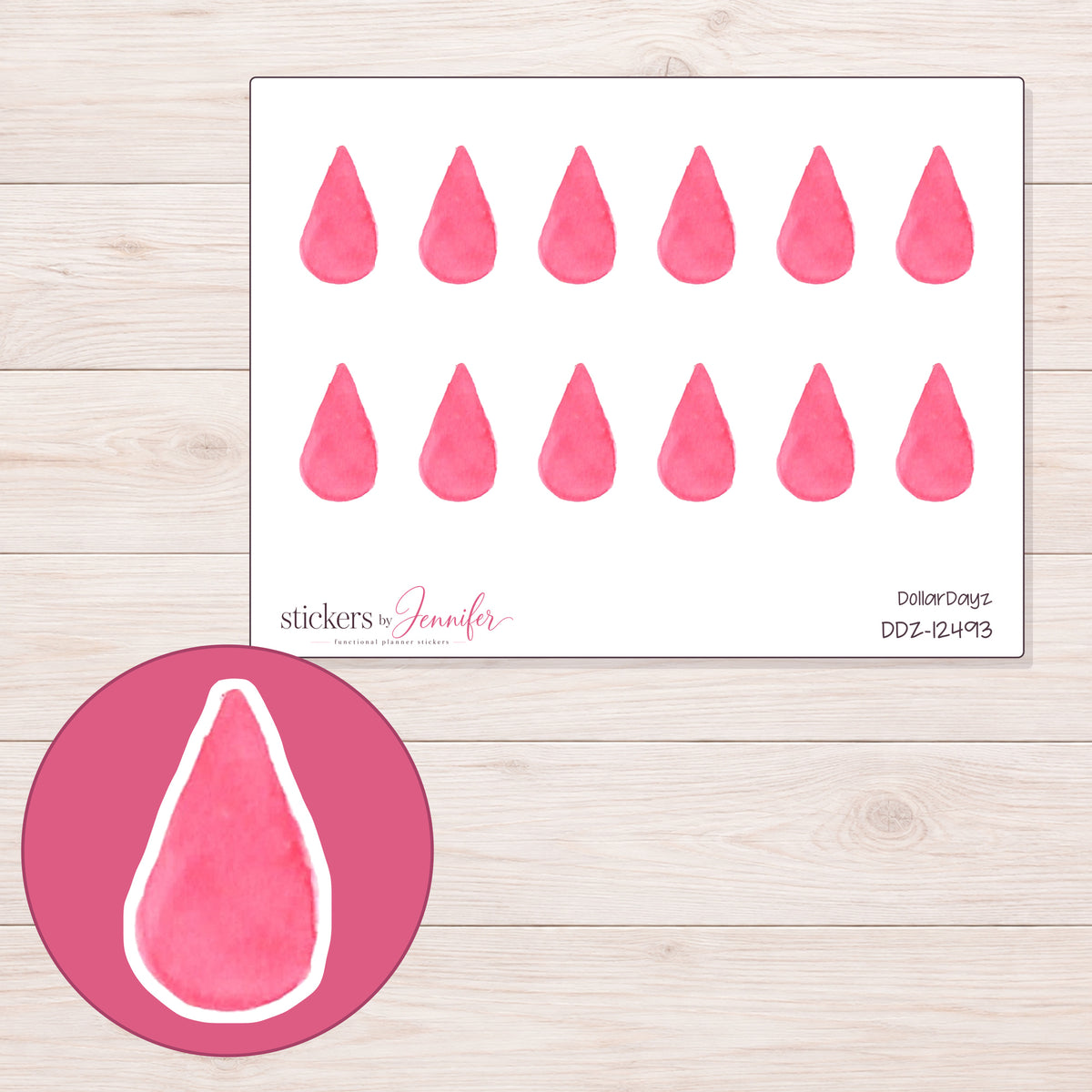 DDZ-12493 planner sticker sheet with enlarged sticker detail