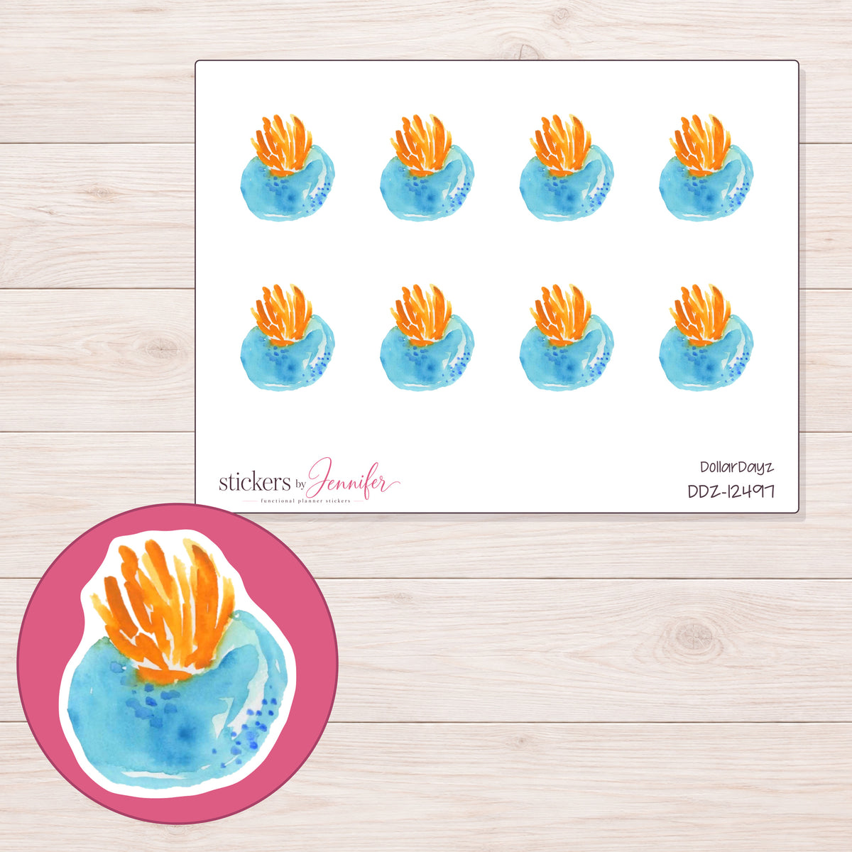 DDZ-12497 planner sticker sheet with enlarged sticker detail