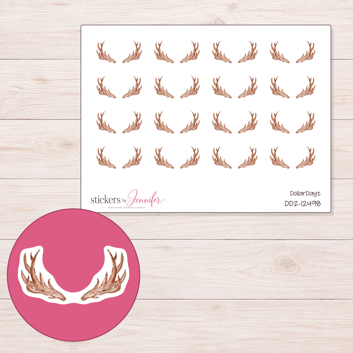 DDZ-12498 planner sticker sheet with enlarged sticker detail