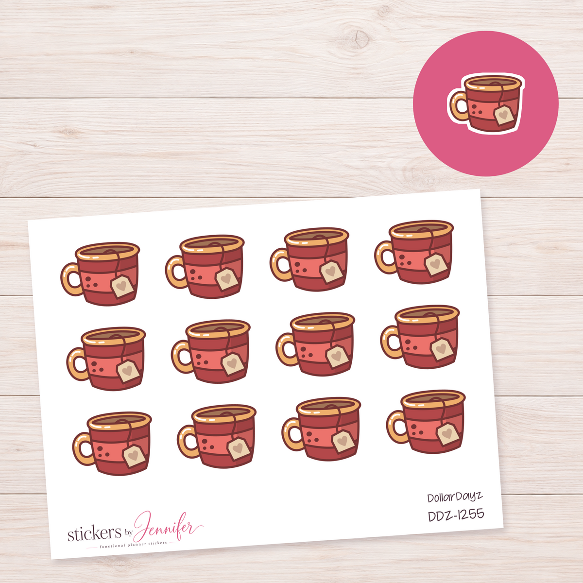 Red Tea Mug Planner Stickers | DDZ-1255