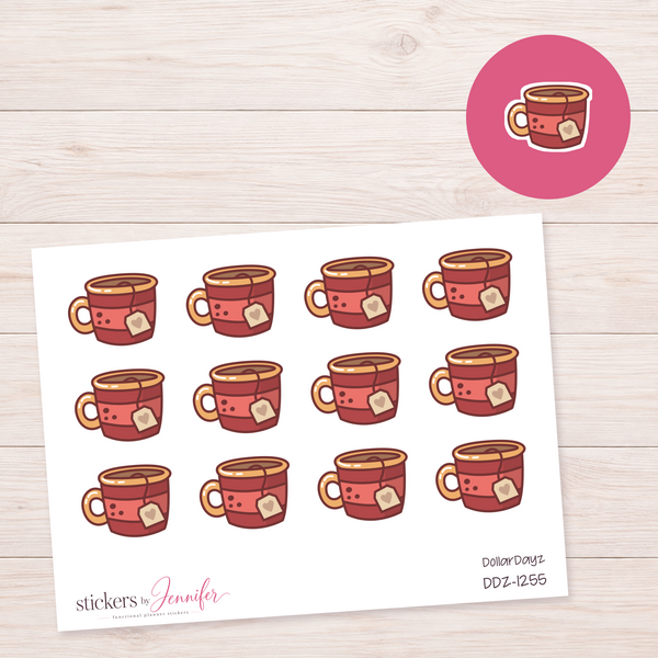 Red Tea Mug Planner Stickers | DDZ-1255
