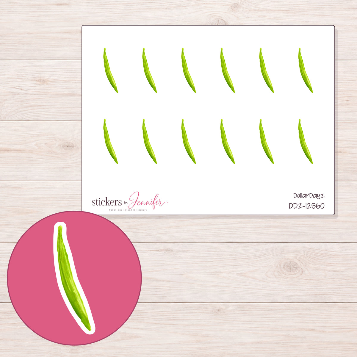 DDZ-12560 planner sticker sheet with enlarged sticker detail