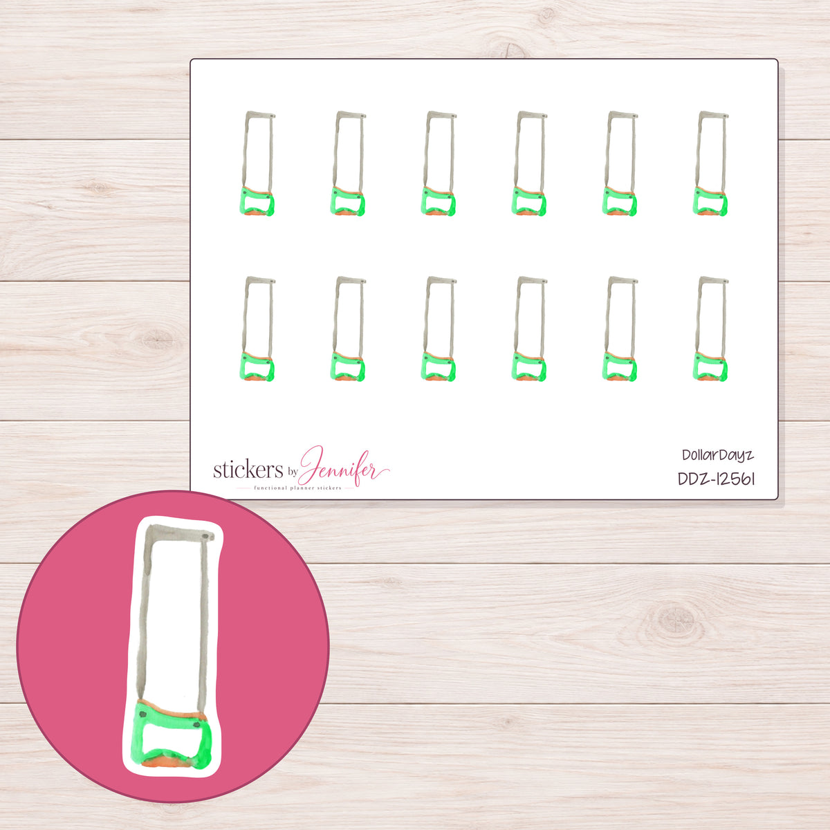DDZ-12561 planner sticker sheet with enlarged sticker detail