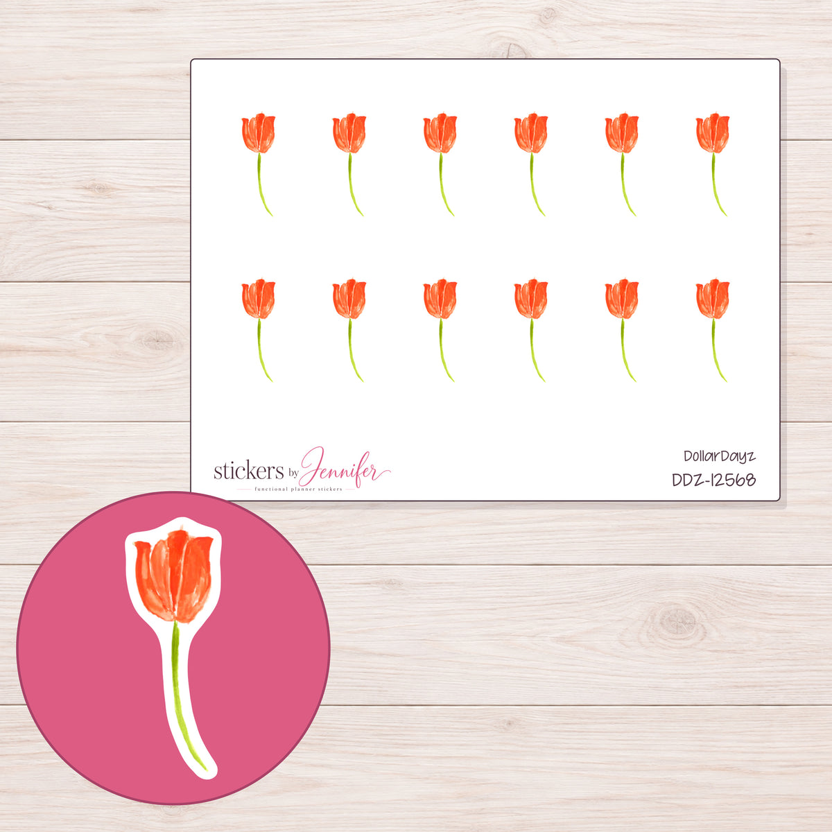DDZ-12568 planner sticker sheet with enlarged sticker detail