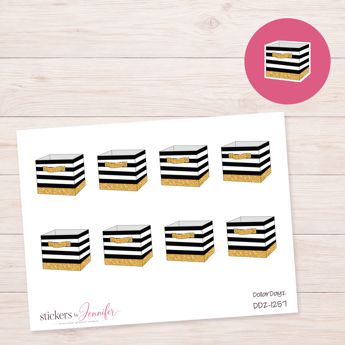 Striped Storage Box Planner Stickers | DDZ-1257