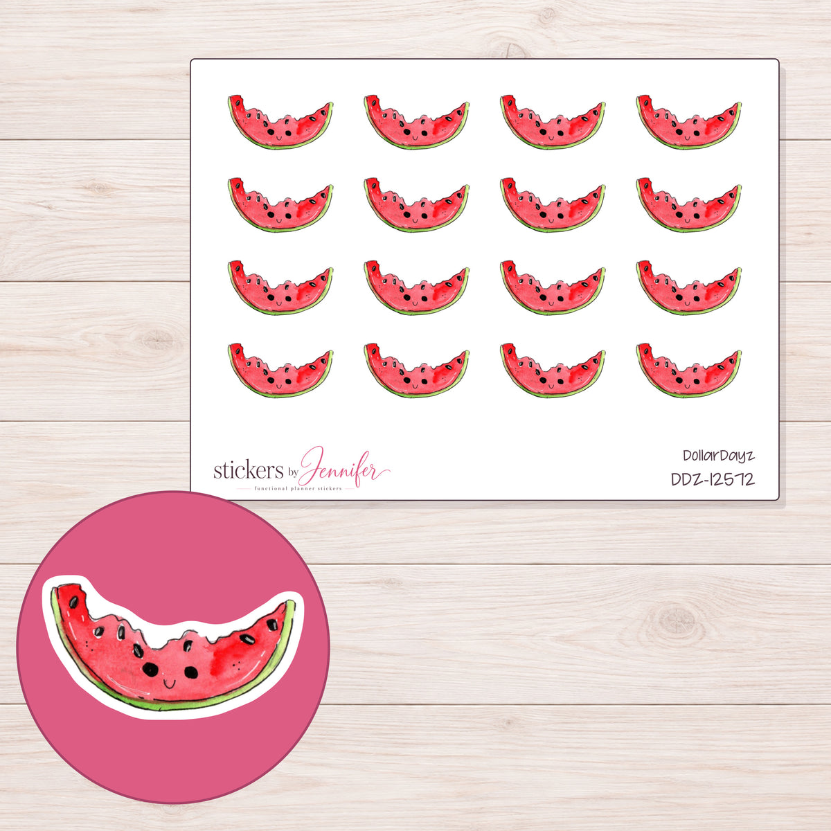DDZ-12572 planner sticker sheet with enlarged sticker detail