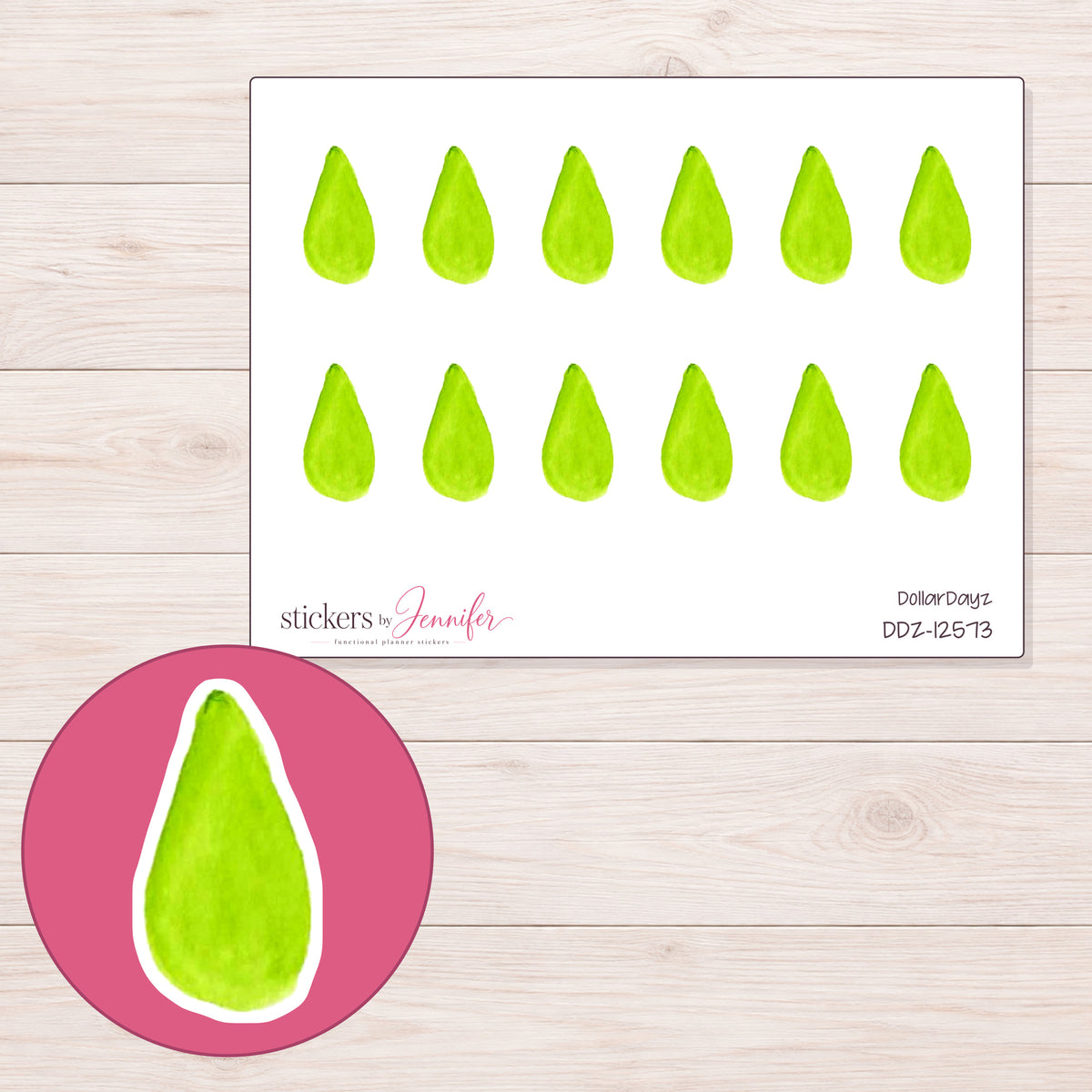 DDZ-12573 planner sticker sheet with enlarged sticker detail