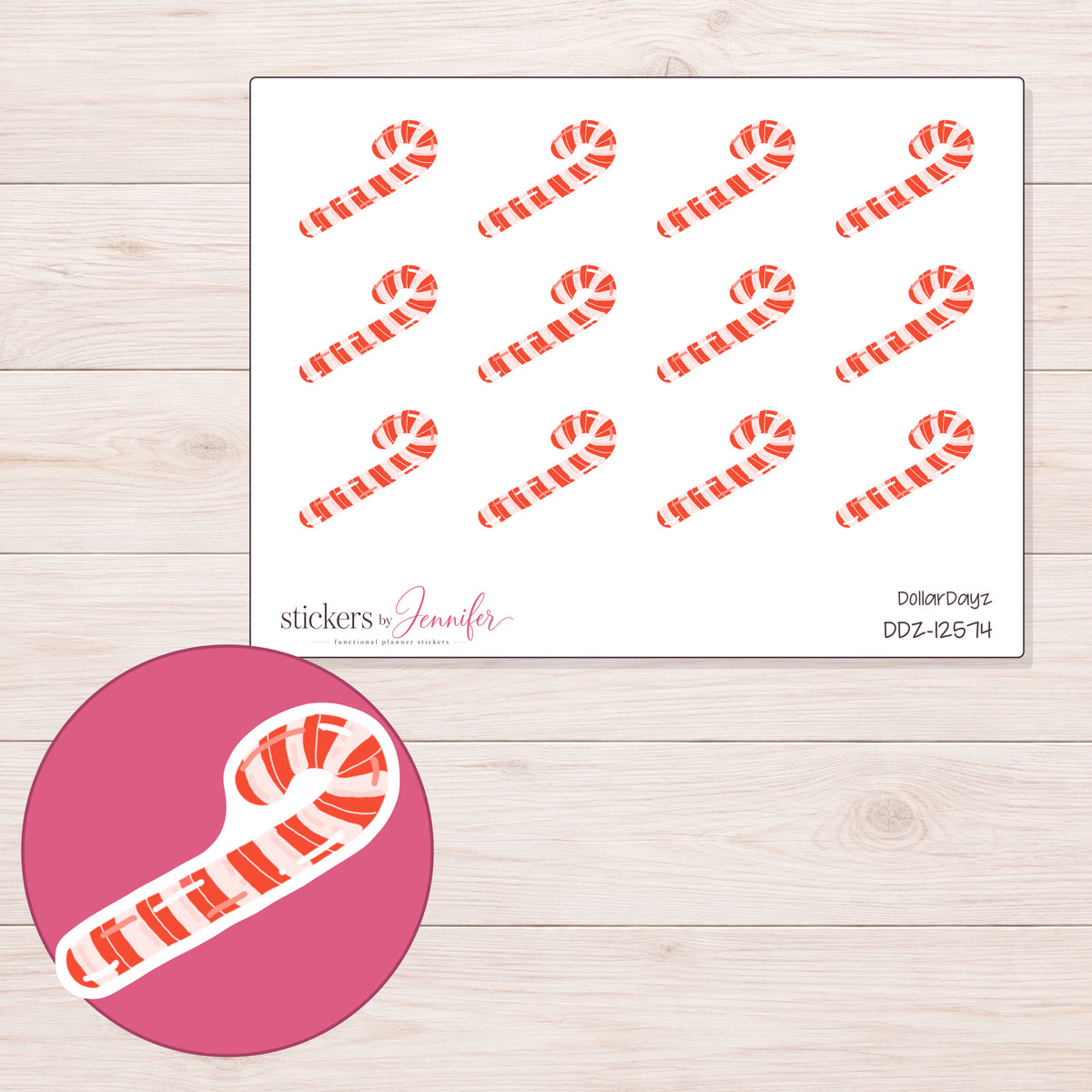 DDZ-12574 planner sticker sheet with enlarged sticker detail