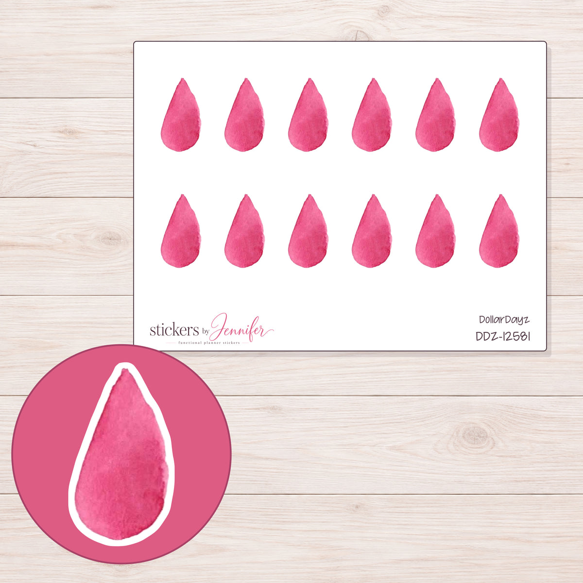 DDZ-12581 planner sticker sheet with enlarged sticker detail