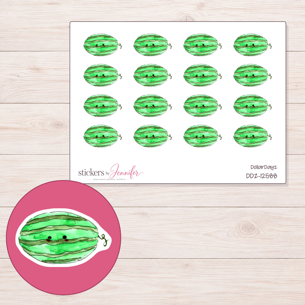 DDZ-12588 planner sticker sheet with enlarged sticker detail