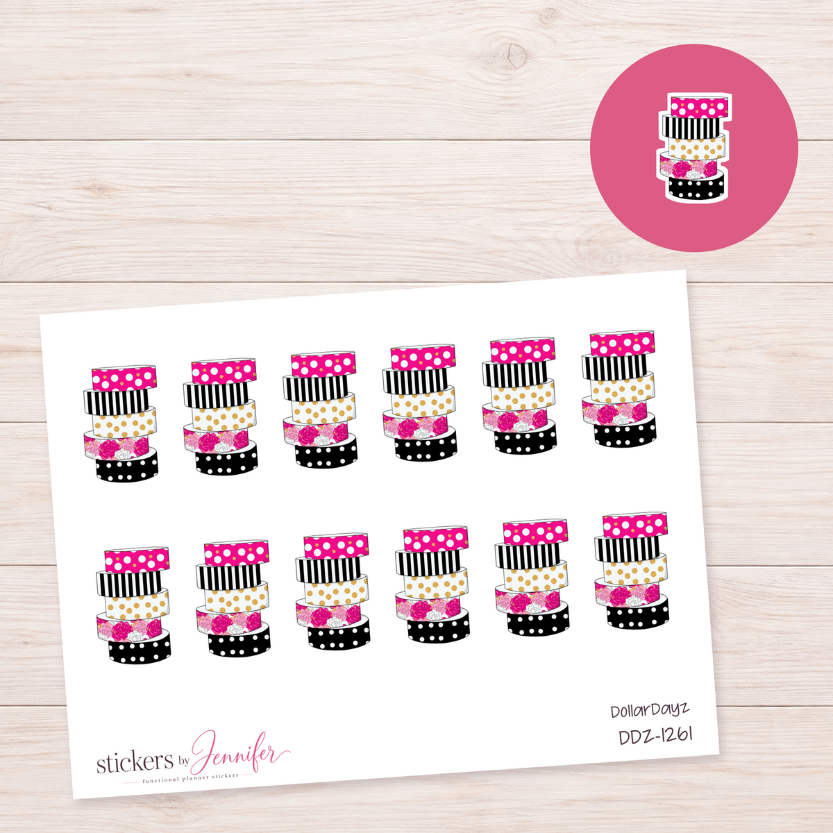 Patterned Washi Stack Planner Stickers | DDZ-1261