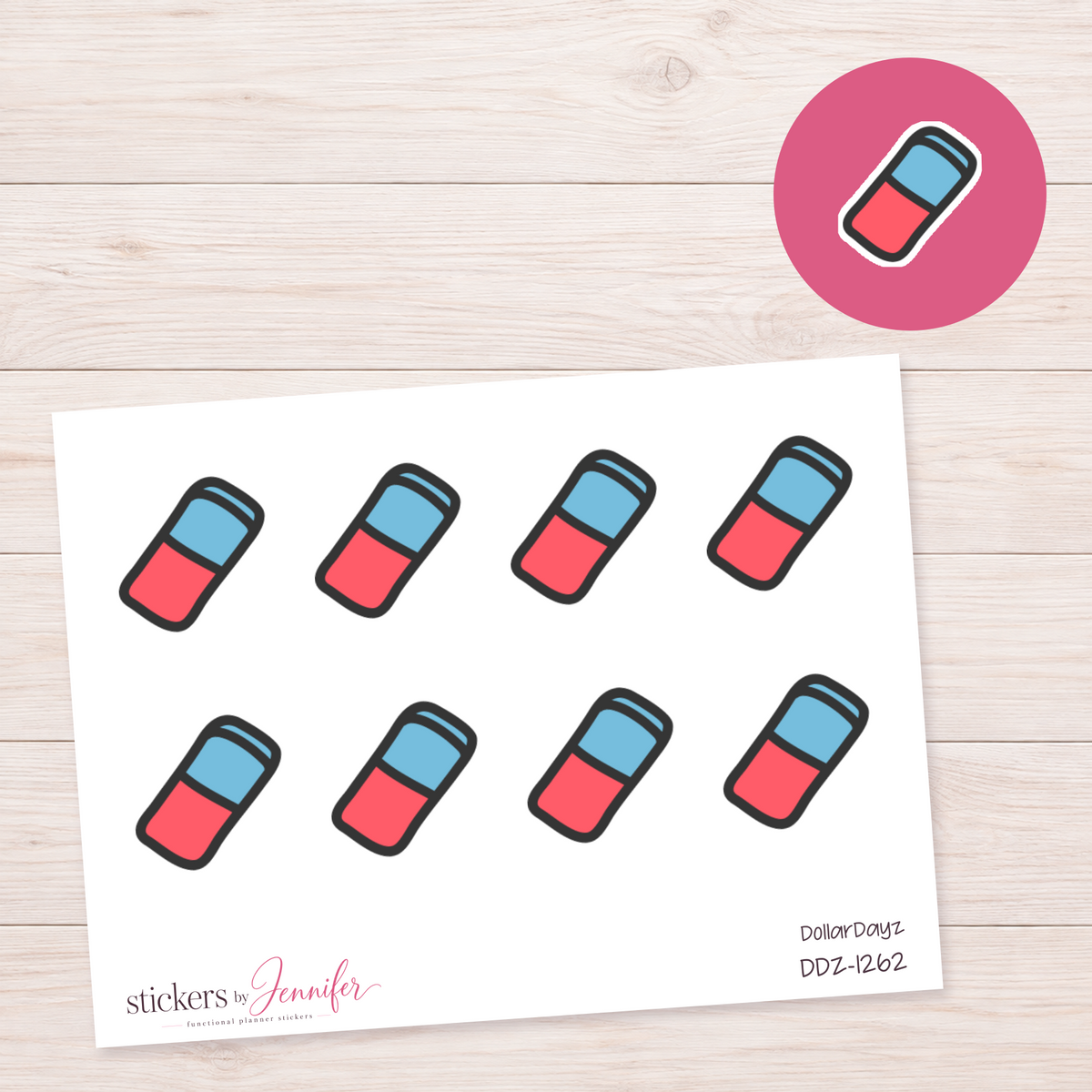 Two-Color Eraser Planner Stickers | DDZ-1262