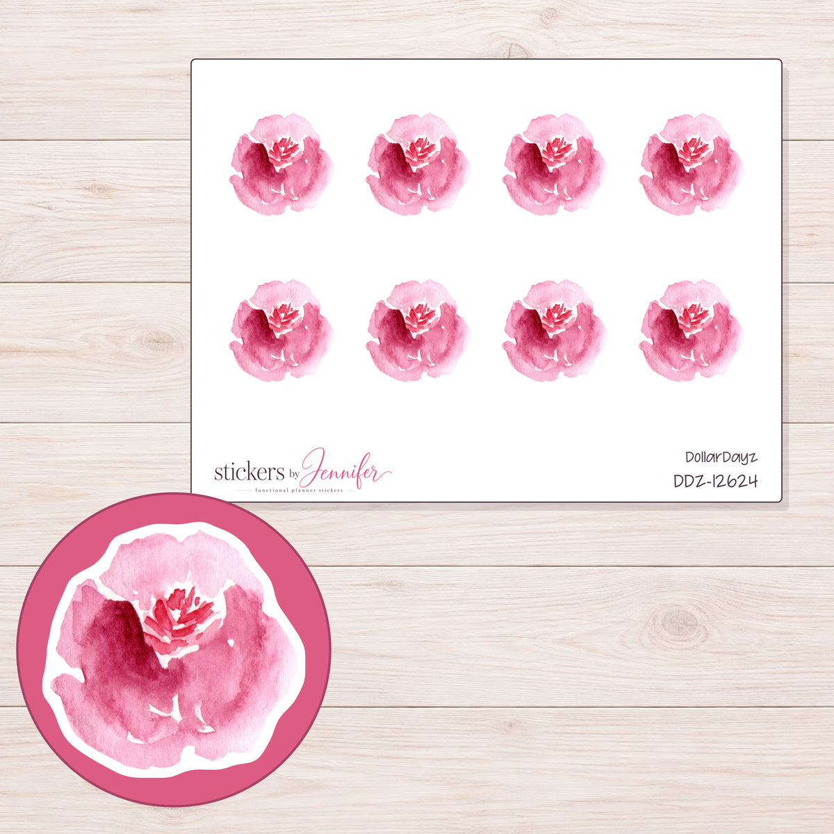 DDZ-12624 planner sticker sheet with enlarged sticker detail