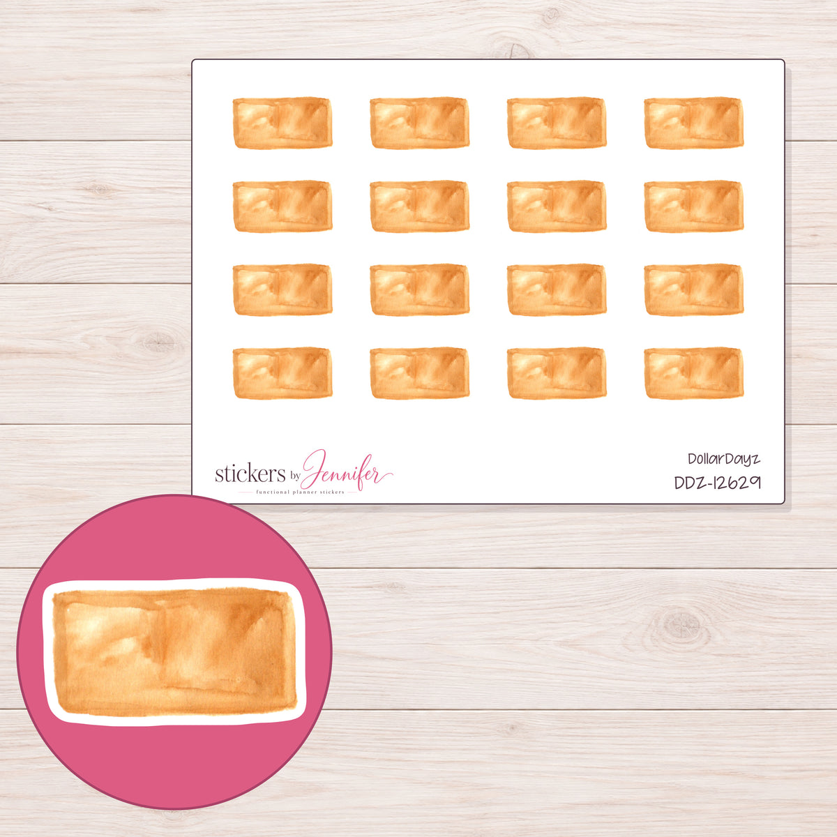 DDZ-12629 planner sticker sheet with enlarged sticker detail