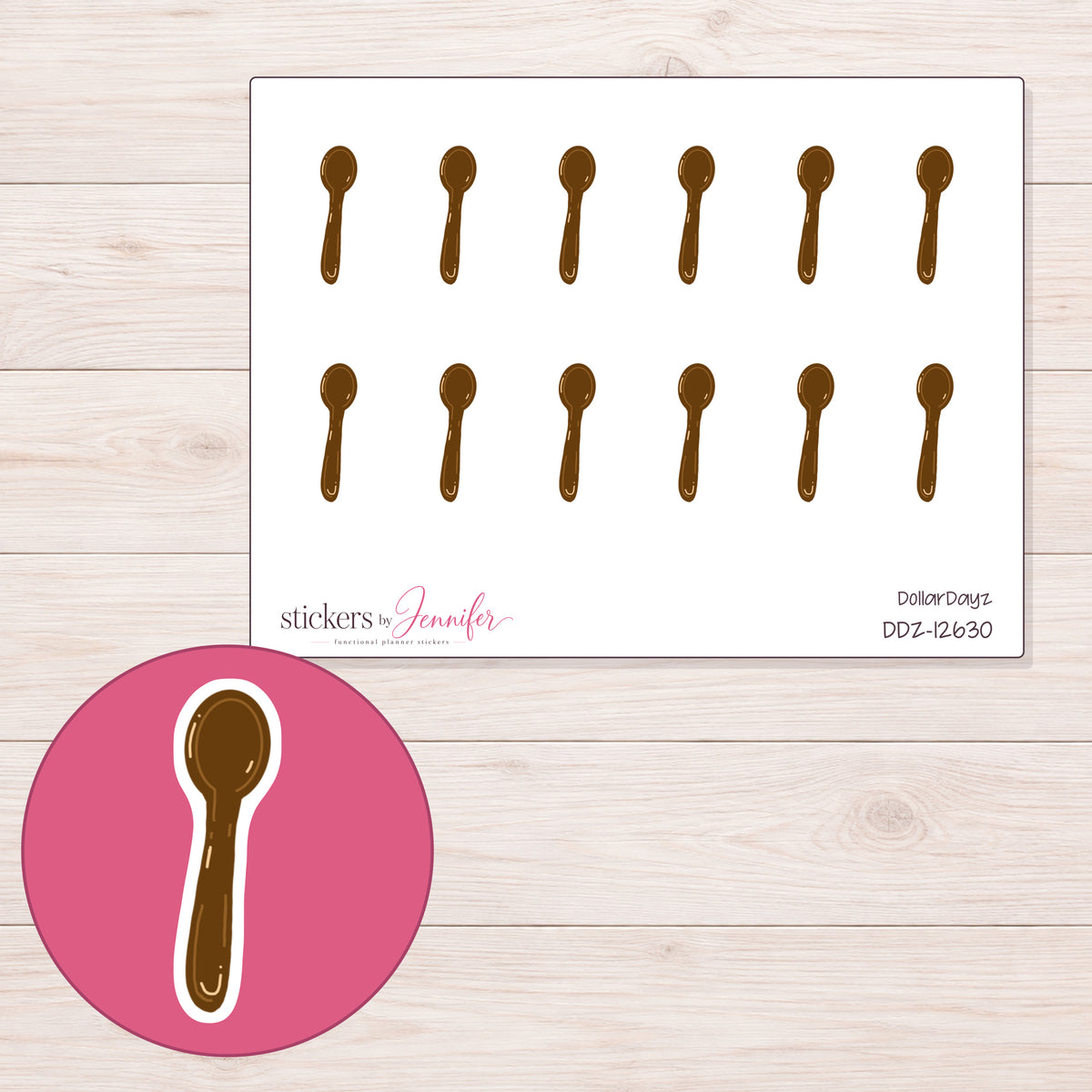 DDZ-12630 planner sticker sheet with enlarged sticker detail