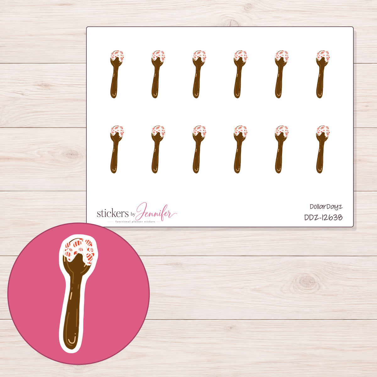 DDZ-12638 planner sticker sheet with enlarged sticker detail