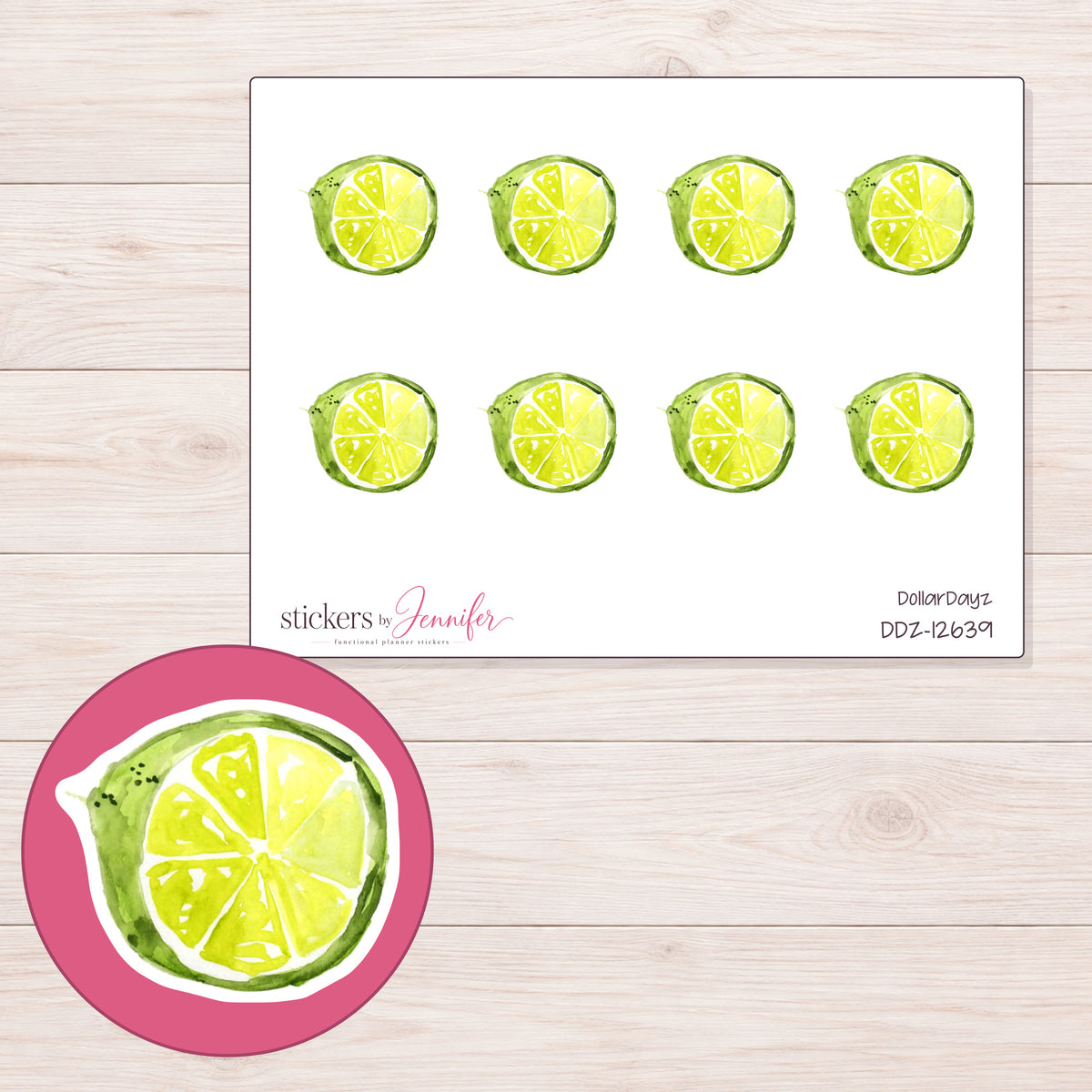 DDZ-12639 planner sticker sheet with enlarged sticker detail