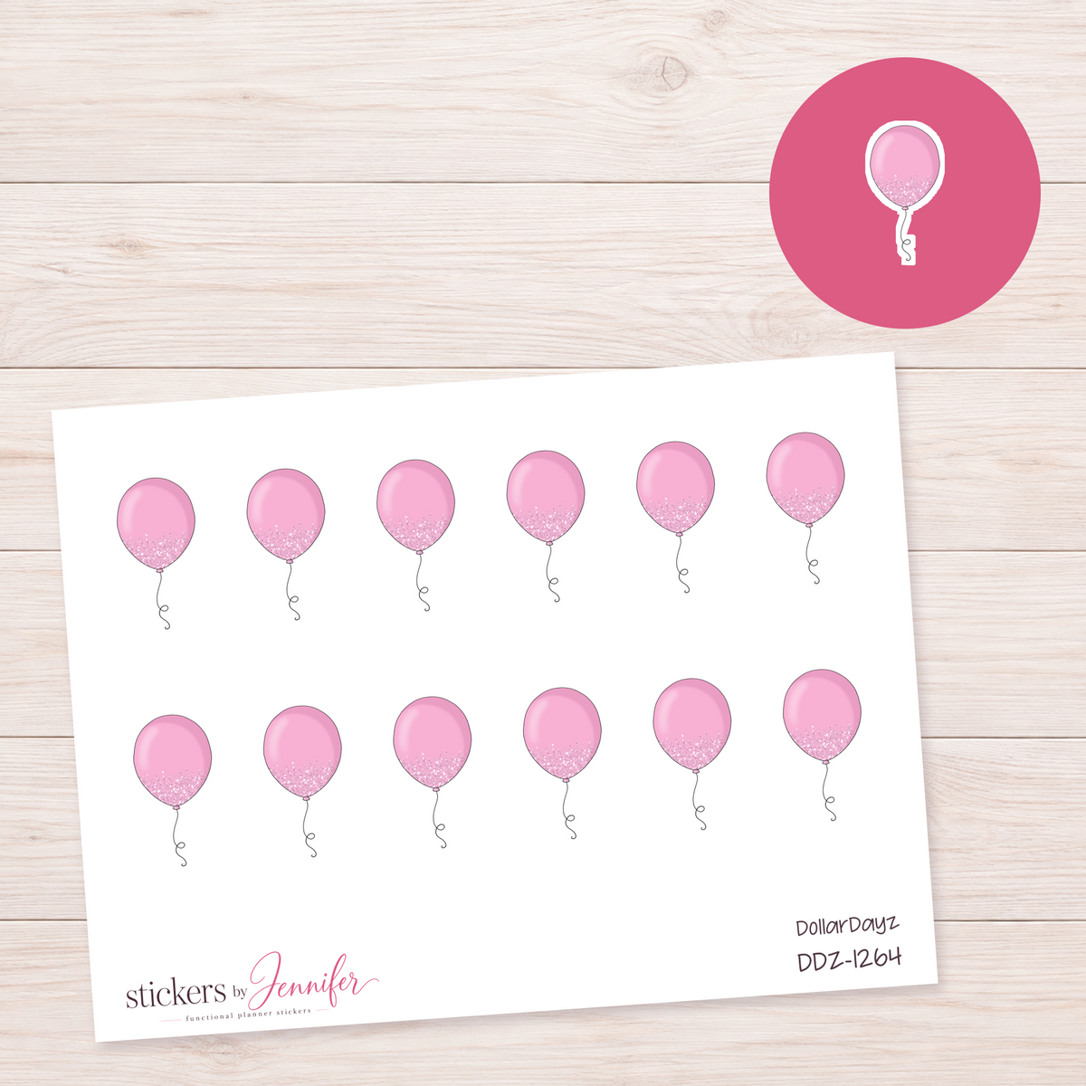 Pink Balloon Planner Stickers | DDZ-1264