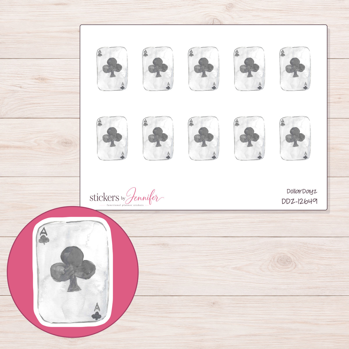 DDZ-12649 planner sticker sheet with enlarged sticker detail