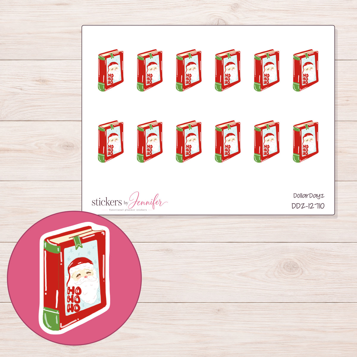 DDZ-12710 planner sticker sheet with enlarged sticker detail