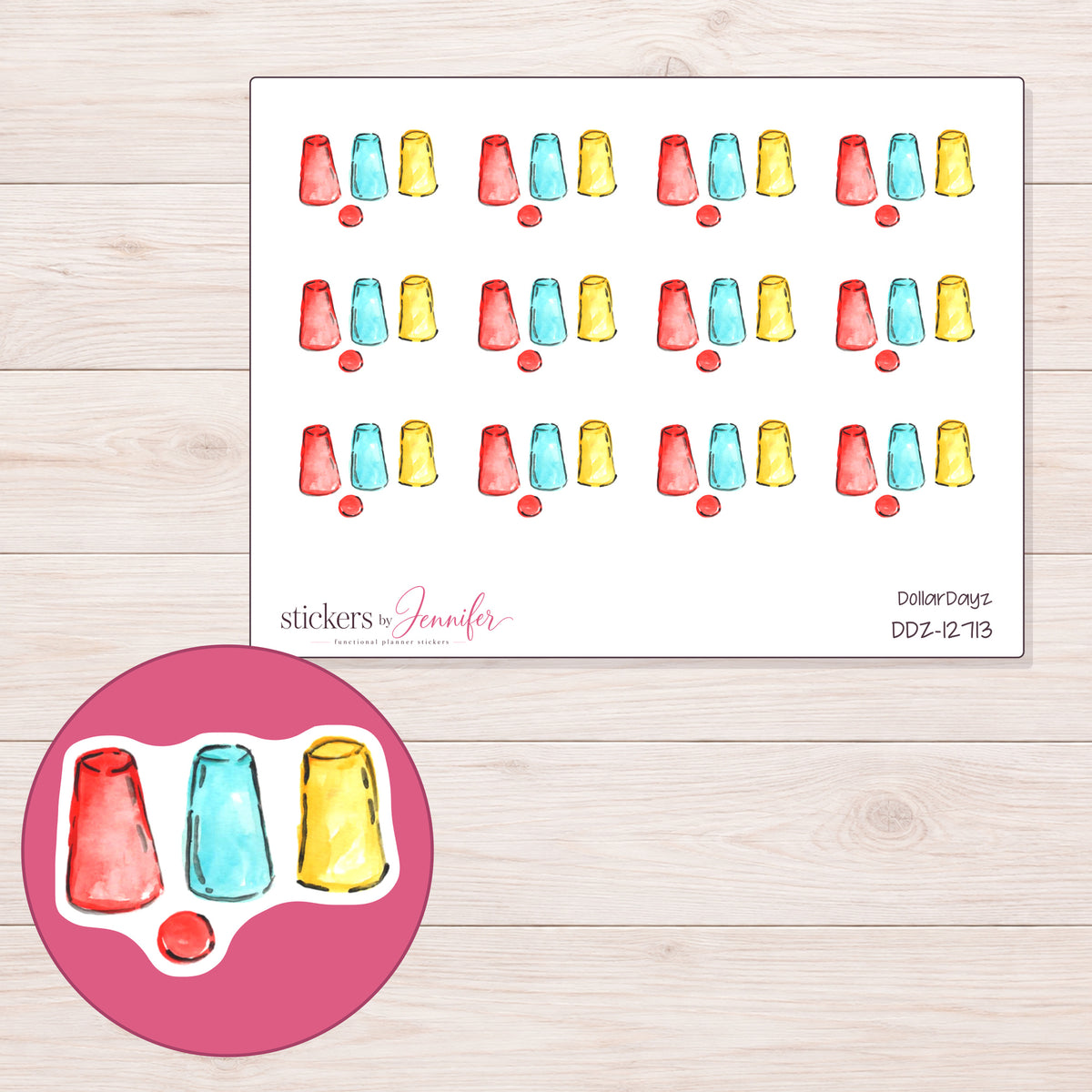 DDZ-12713 planner sticker sheet with enlarged sticker detail